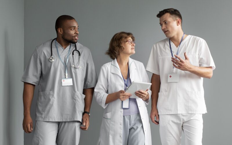 Healthcare professionals discussing patient care – the highest paying health careers in the medical industry
