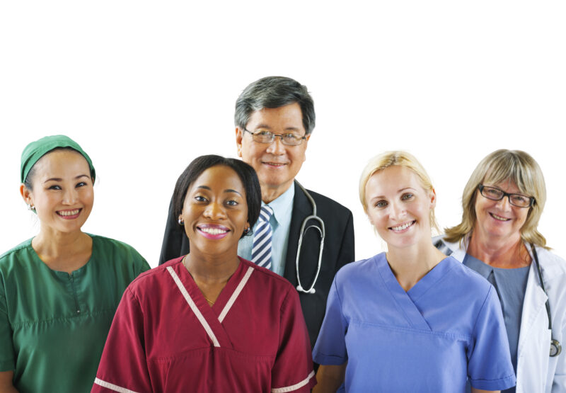 Non medical hospital jobs in a modern hospital with diverse healthcare professionals and administrative staff