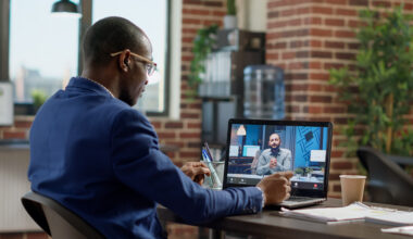 Recruiter conducting a virtual job interview with a candidate over a video call